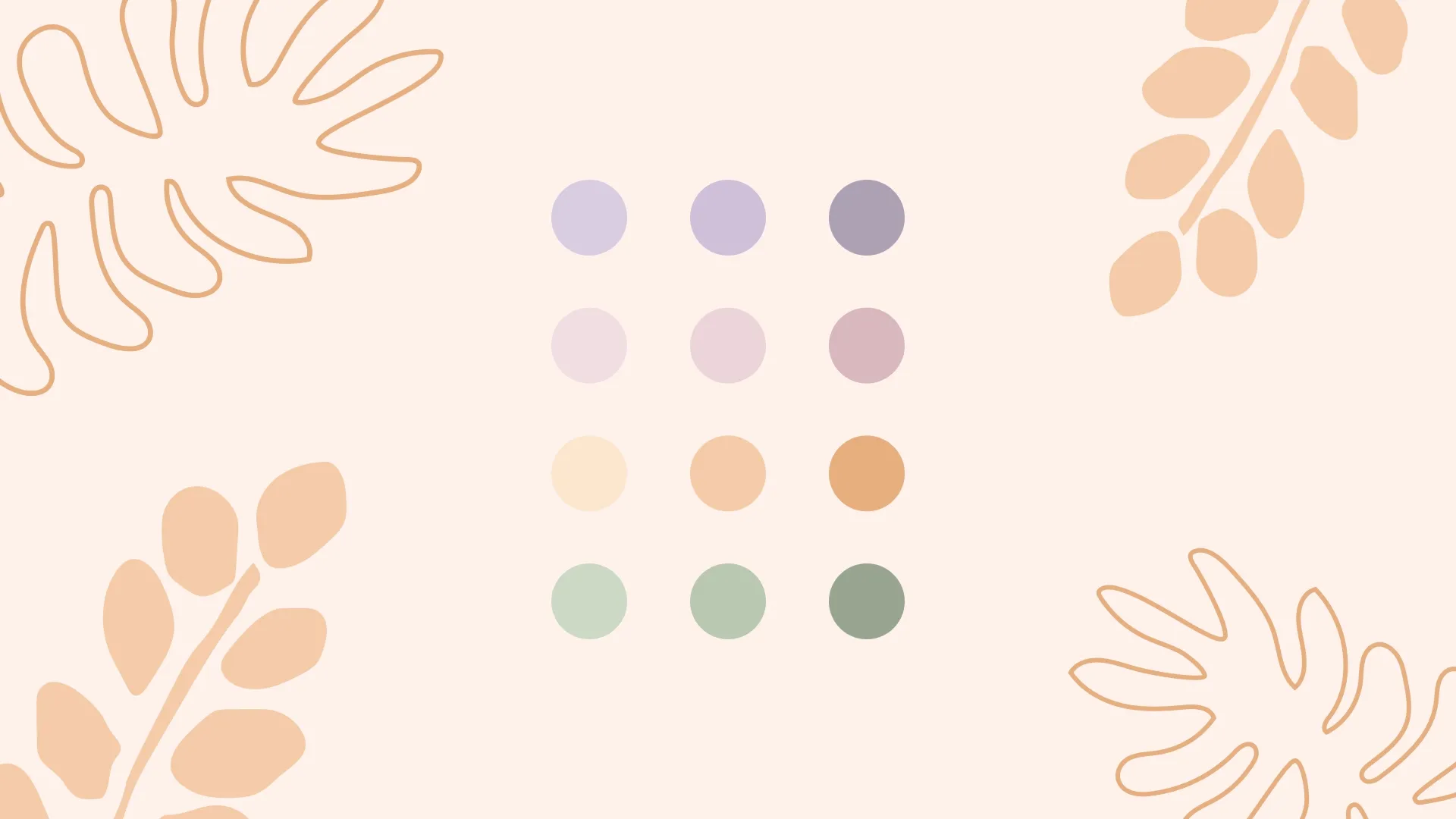 The Mood colour palette showing purple, pink, peach and green swatches framed by botanical illustrations