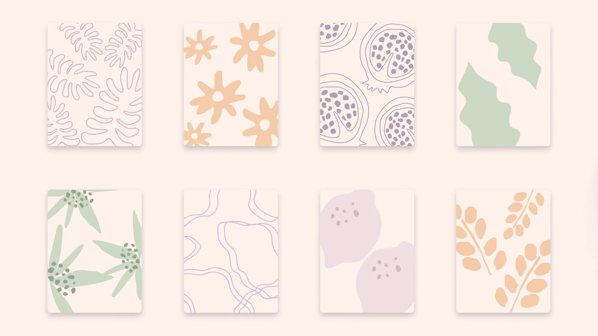 A selection of original illustrations and organic patterns created for The Mood