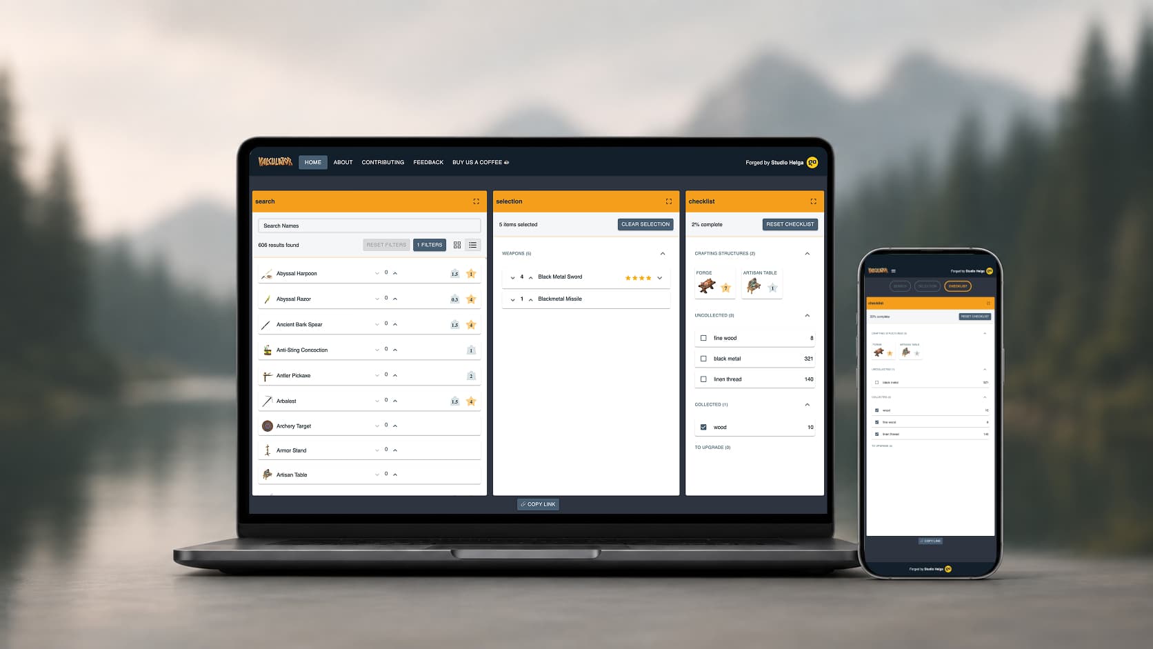 Valculator shown across desktop and mobile devices
