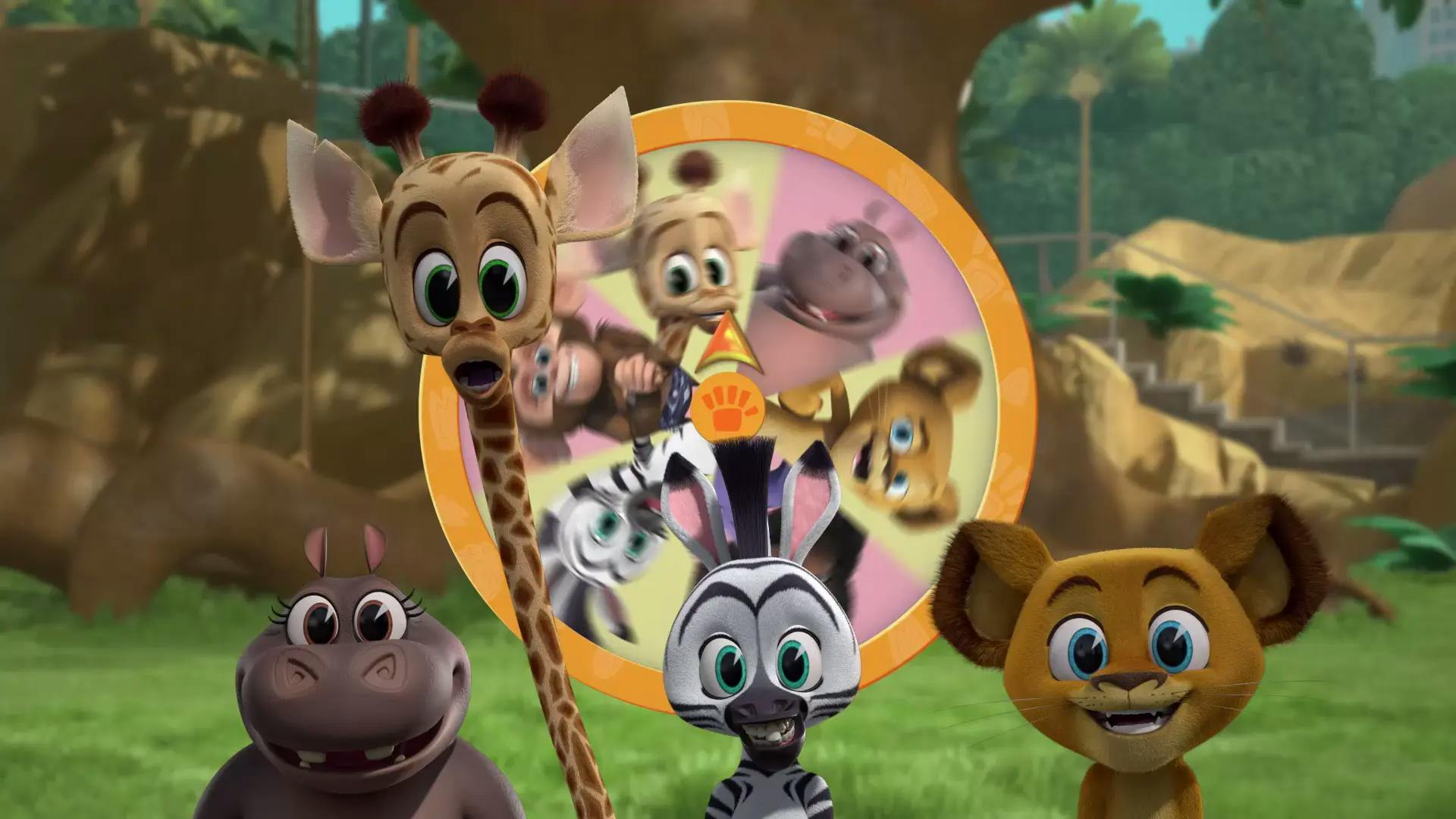 Still from the Madagascar Little Wild spin the wheel game,